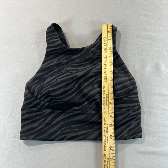 Lululemon Size 4 Black Zebra Print High Neck Sports Bra‎ Swift Onyx Power Y Yoga - Picture 3 of 4